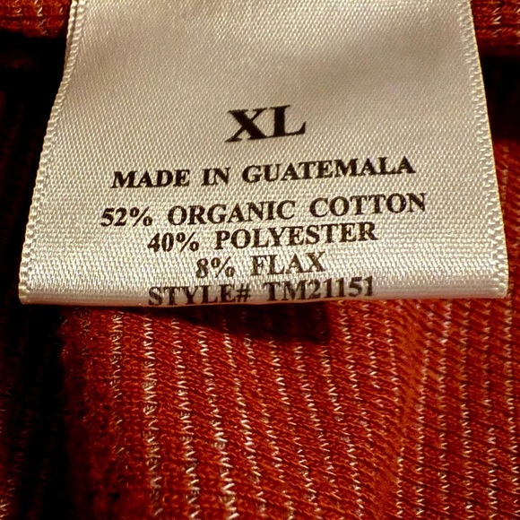 Threads 4 Thought M XL Rust Henley Hoodie Organic Cotton Sustainable Pullover - Picture 5 of 6